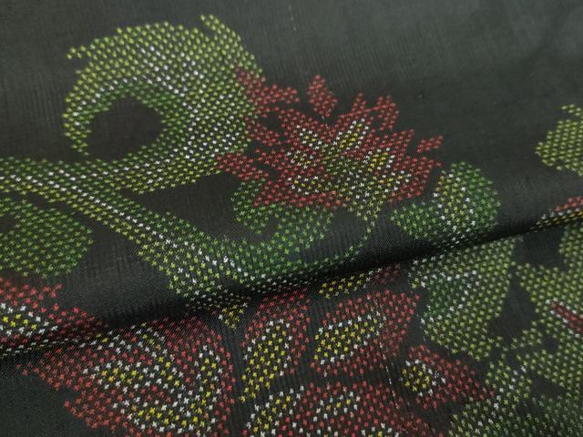 平和屋着物●本場大島紬　7マルキ　更紗花唐草文　正絹　逸品　DABH9129ps