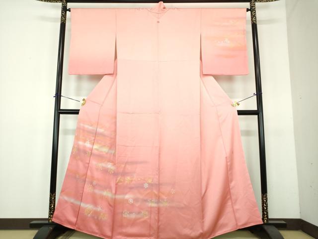 平和屋着物●人間国宝　福田喜三郎　訪問着　雪華文　暈し染め　金銀彩　正絹　逸品　DABH9130ps