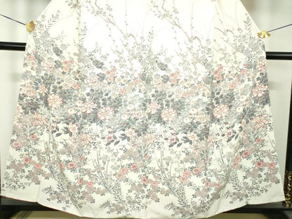 平和屋着物●訪問着　草花文　金彩　正絹　逸品　DABH9126ps