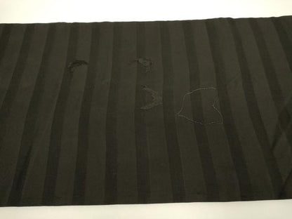 平和屋着物▼アンティーク　大正ロマン　太鼓柄京袋帯　総刺繍　舞花文　黒地　正絹　逸品　DABH6063az