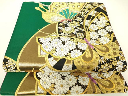 平和屋着物▼西陣　六通柄袋帯　舞蝶宝尽くし花文　金銀糸　証紙付き　正絹　逸品　未使用　DABH6043az