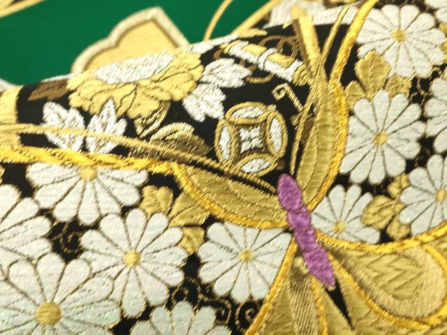 平和屋着物▼西陣　六通柄袋帯　舞蝶宝尽くし花文　金銀糸　証紙付き　正絹　逸品　未使用　DABH6043az