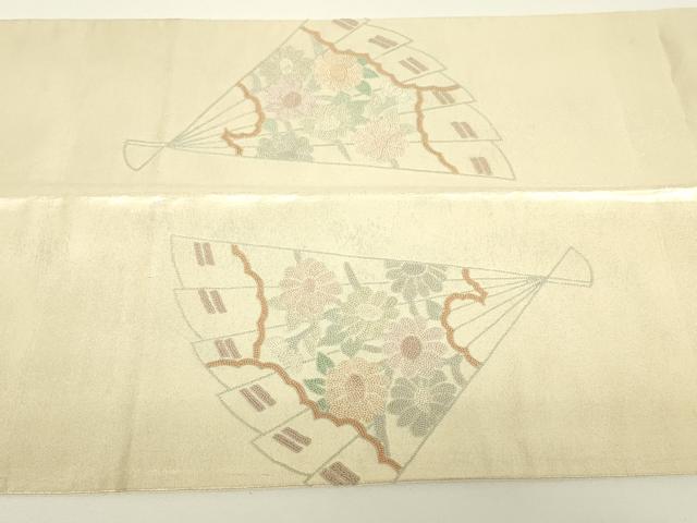 平和屋着物▼中国三大刺繍　相良刺繍　総刺繍　太鼓柄京袋帯　檜扇花鳥文　引箔　正絹　逸品　DABH6053az