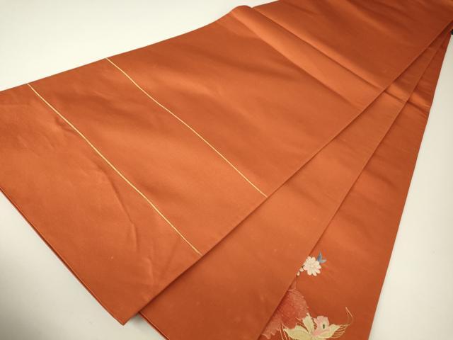 平和屋着物▼西陣　総刺繍　太鼓柄袋帯　草花文　金糸　正絹　逸品　DABH6077az