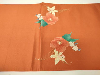 平和屋着物▼西陣　総刺繍　太鼓柄袋帯　草花文　金糸　正絹　逸品　DABH6077az