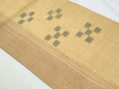 平和屋着物＊夏物　太鼓柄　京袋帯　幾何学文　絹麻　逸品　CABI5859fb
