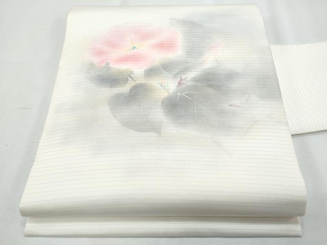 平和屋着物＊夏物　塩瀬　八寸名古屋帯　作家物　枝花文　銀彩　正絹　逸品　CABI5924fb