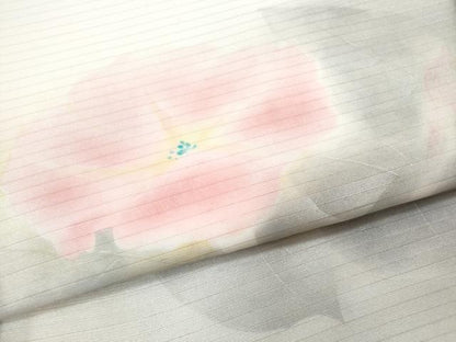 平和屋着物＊夏物　塩瀬　八寸名古屋帯　作家物　枝花文　銀彩　正絹　逸品　CABI5924fb