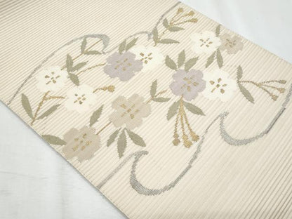 平和屋着物＊夏物　八寸名古屋帯　絽綴れ　枝花文　金銀糸　正絹　逸品　CABI5922fb