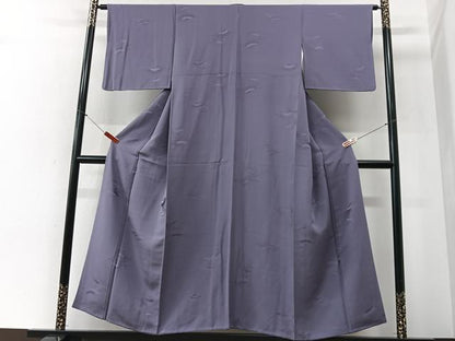 平和屋着物■上質な色無地　青海波地紋　鳩羽色　正絹　逸品　CABI6979xe