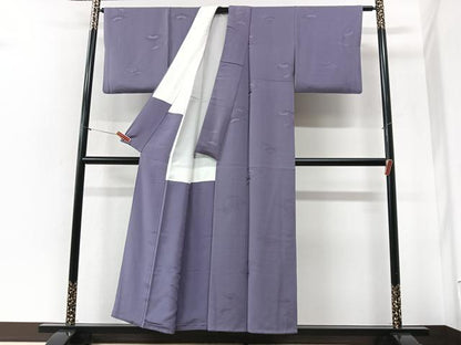 平和屋着物■上質な色無地　青海波地紋　鳩羽色　正絹　逸品　CABI6979xe