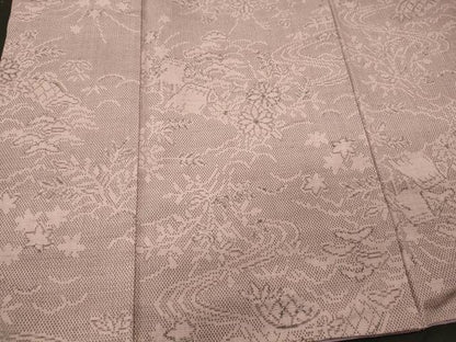 平和屋着物■上質な紬　風景草花文　正絹　逸品　CABI1885oy