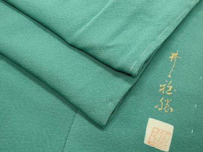 平和屋着物●上質な色無地　作家物　若竹色　正絹　逸品　未使用　CABI0817gh