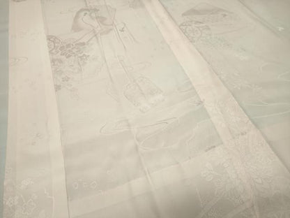 平和屋着物●振袖用長襦袢　無双仕立て　花車地紋　暈し染め　半衿刺繍　正絹　逸品　未使用　CABI0907gh