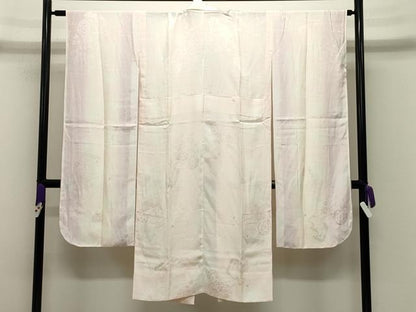 平和屋着物●振袖用長襦袢　無双仕立て　花車地紋　暈し染め　半衿刺繍　正絹　逸品　未使用　CABI0907gh