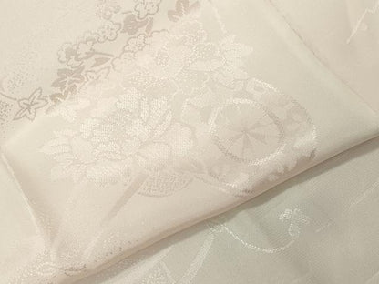 平和屋着物●振袖用長襦袢　無双仕立て　花車地紋　暈し染め　半衿刺繍　正絹　逸品　未使用　CABI0907gh