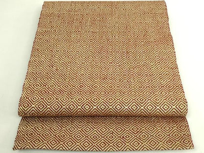 平和屋本店●希少　ざざんざ織　八寸名古屋帯　入子菱　逸品　DZAB8011kh6