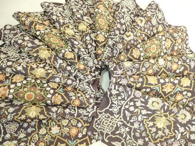 平和屋本店＊最高級　夏物　中国三大刺繍　総相良刺繍　総刺繍　袋帯　正倉院花文　紫鳶色地　逸品　未使用　DZAB8037kh6