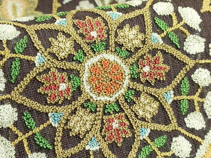 平和屋本店＊最高級　夏物　中国三大刺繍　総相良刺繍　総刺繍　袋帯　正倉院花文　紫鳶色地　逸品　未使用　DZAB8037kh6