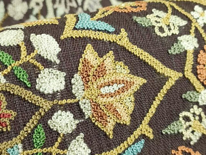 平和屋本店＊最高級　夏物　中国三大刺繍　総相良刺繍　総刺繍　袋帯　正倉院花文　紫鳶色地　逸品　未使用　DZAB8037kh6