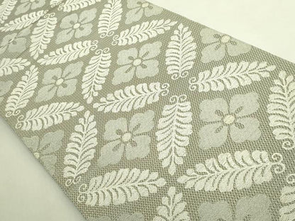 平和屋本店●極上　洛風林　工芸帯地　六通柄袋帯　花菱文　銀糸　灰色地　逸品　DZAB8050kh6
