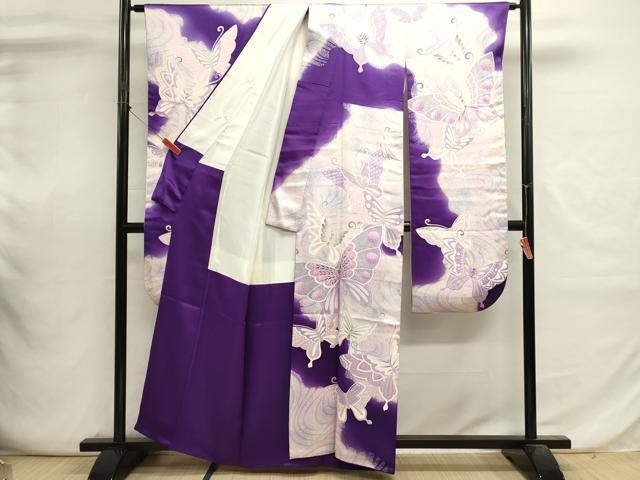 平和屋着物■豪華振袖　流水舞蝶文　暈し染め　正絹　逸品　DABI0643cd