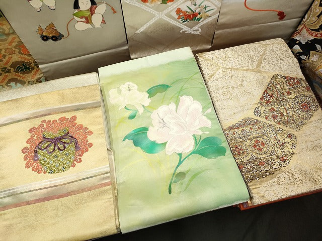 平和屋本店■名古屋帯 まとめて100点 有栖川文様 人物 更紗 花柄 手描き 駒刺繍 金銀糸 など 着用可能多数 未使用品あり 全て正絹 ppp3908
