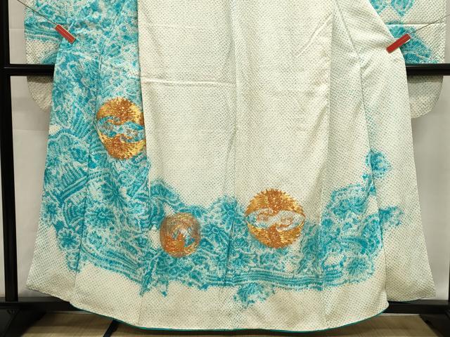 平和屋着物■豪華振袖　駒刺繍　絞り　向かい鳥文　正絹　逸品　DABI0675cd
