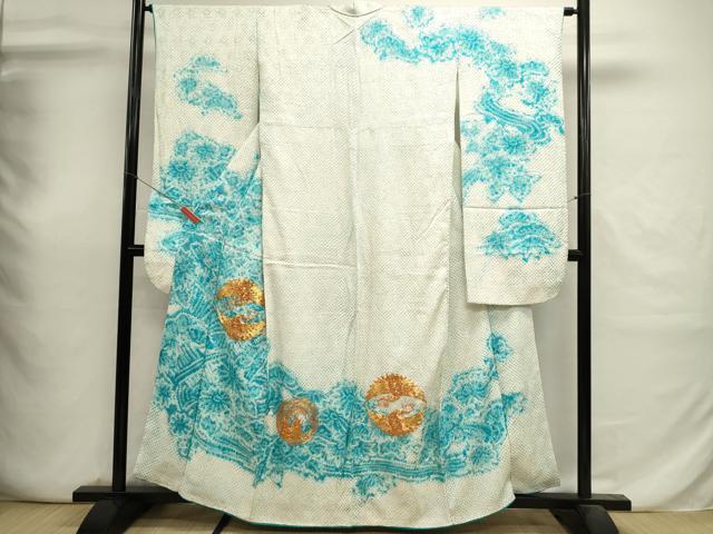 平和屋着物■豪華振袖　駒刺繍　絞り　向かい鳥文　正絹　逸品　DABI0675cd