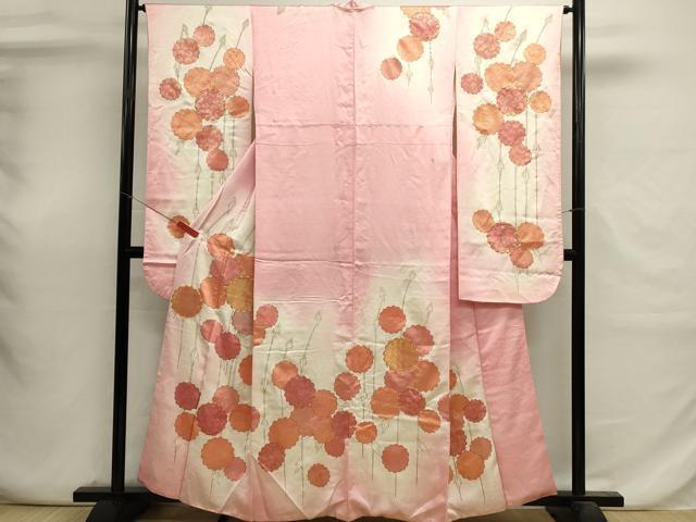 平和屋着物■豪華振袖　駒刺繍　枝花文　暈し染め　金彩　正絹　逸品　DABI0676cd