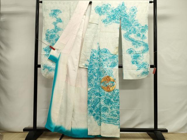 平和屋着物■豪華振袖　駒刺繍　絞り　向かい鳥文　正絹　逸品　DABI0675cd