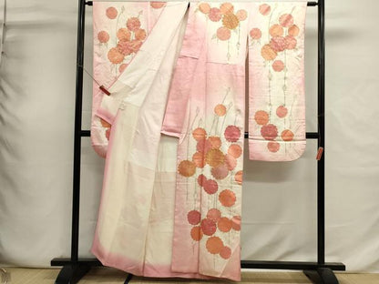 平和屋着物■豪華振袖　駒刺繍　枝花文　暈し染め　金彩　正絹　逸品　DABI0676cd