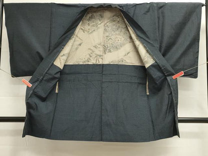 平和屋着物■男性　紬　アンサンブル　長羽織　亀甲柄　正絹　逸品　DABI0682cd