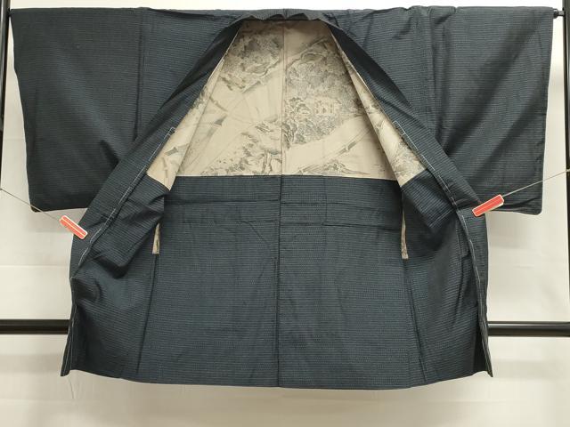 平和屋着物■男性　紬　アンサンブル　長羽織　亀甲柄　正絹　逸品　DABI0682cd