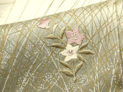 平和屋着物■訪問着　刺繍　草花文　暈し染め　金彩　正絹　逸品　DABI0697cd