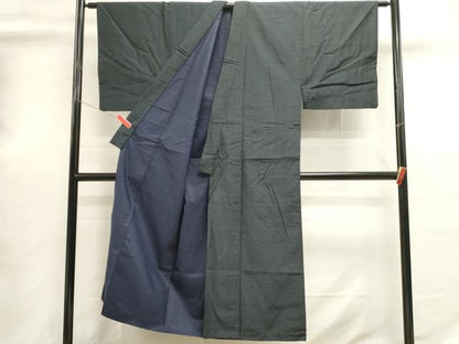 平和屋着物■男性　紬　アンサンブル　長羽織　亀甲柄　正絹　逸品　DABI0682cd