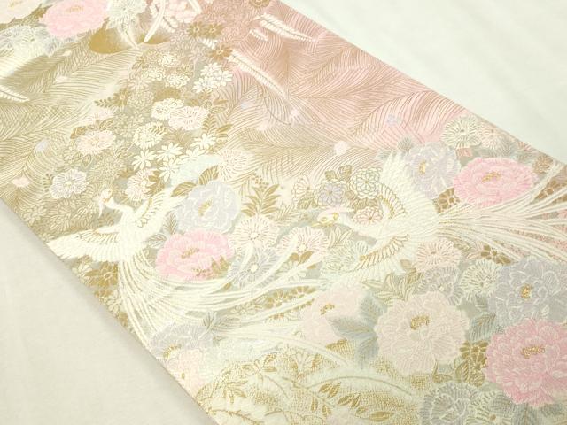 平和屋本店▼六通柄袋帯　本金花鳥文様　24Ｋ　やまと誂製　正絹　逸品　DABG9985sf