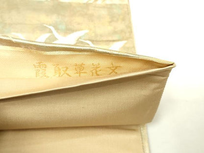 平和屋本店▼六通柄袋帯　唐織　霞取草花文　本金二重箔　引箔　正絹　逸品　DABI1052sf