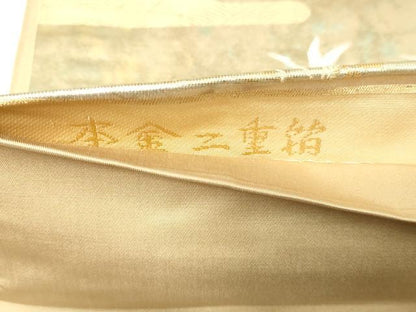 平和屋本店▼六通柄袋帯　唐織　霞取草花文　本金二重箔　引箔　正絹　逸品　DABI1052sf