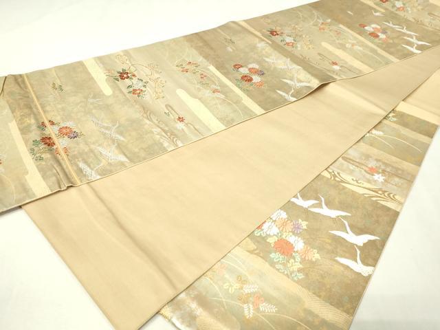 平和屋本店▼六通柄袋帯　唐織　霞取草花文　本金二重箔　引箔　正絹　逸品　DABI1052sf
