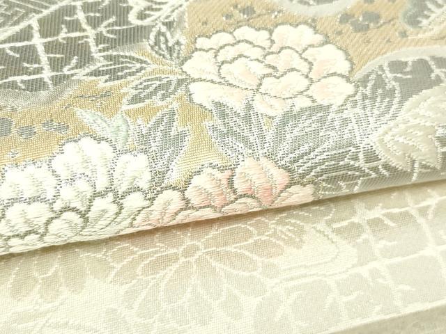 平和屋本店▼六通柄袋帯　扇面取流水華　プラチナ本金箔　正絹　逸品　DABI1079sf