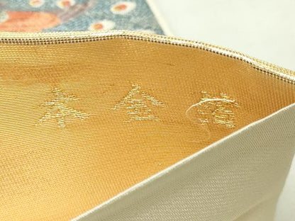 平和屋本店▼六通柄袋帯　唐織　流苑孔雀文　本金箔　正絹　逸品　DABI1071sf