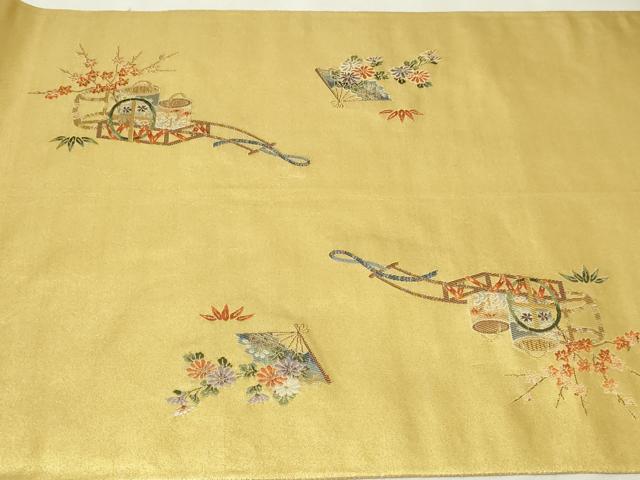 平和屋本店●六通柄袋帯　三番叟絵文　本金箔　金泥箔　正絹　逸品　DABI1091sf