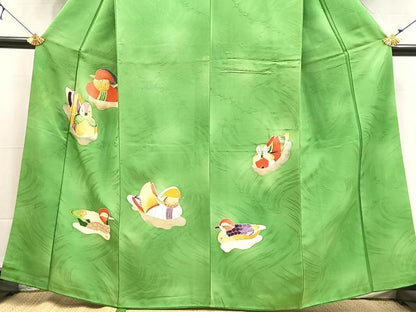 平和屋着物■訪問着　刺繍　鴛鴦文　暈し染め　正絹　逸品　BAAX9187yc