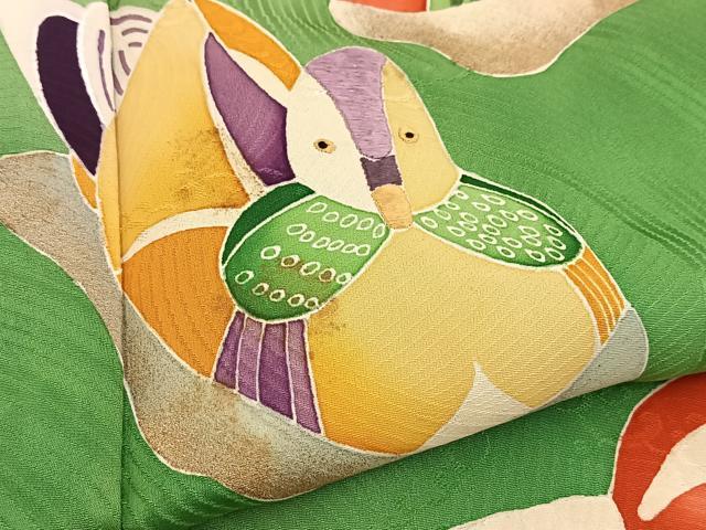 平和屋着物■訪問着　刺繍　鴛鴦文　暈し染め　正絹　逸品　BAAX9187yc