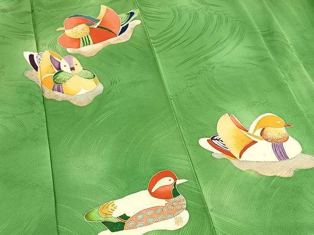 平和屋着物■訪問着　刺繍　鴛鴦文　暈し染め　正絹　逸品　BAAX9187yc