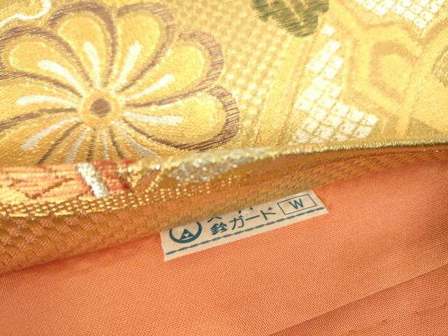 平和屋着物▼六通柄袋帯　片輪車花文　金糸　鈴乃屋扱い　正絹　逸品　DABH6148az