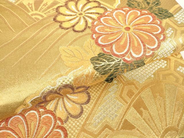 平和屋着物▼六通柄袋帯　片輪車花文　金糸　鈴乃屋扱い　正絹　逸品　DABH6148az