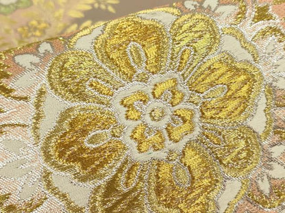 平和屋着物▼六通柄袋帯　正倉院花文　金糸　正絹　逸品　DABH6166az