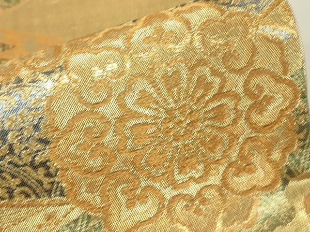 平和屋着物▼佐賀錦　両面　六通柄袋帯　正倉院花文　金糸　正絹　逸品　DABH6201az